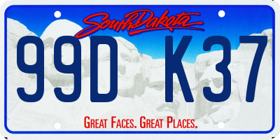SD license plate 99DK37