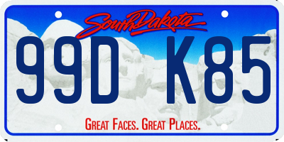 SD license plate 99DK85
