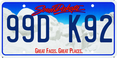 SD license plate 99DK92