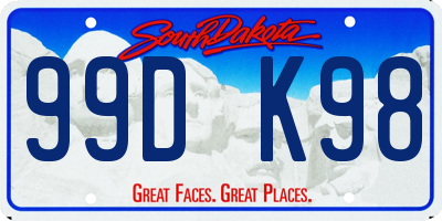 SD license plate 99DK98