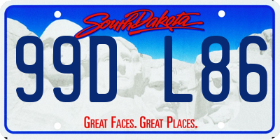 SD license plate 99DL86