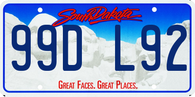 SD license plate 99DL92