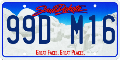 SD license plate 99DM16