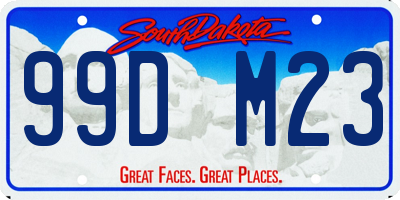 SD license plate 99DM23