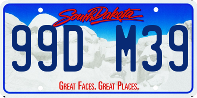 SD license plate 99DM39