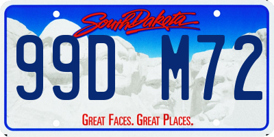 SD license plate 99DM72