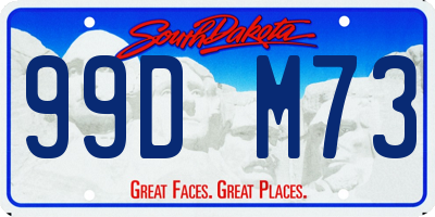 SD license plate 99DM73