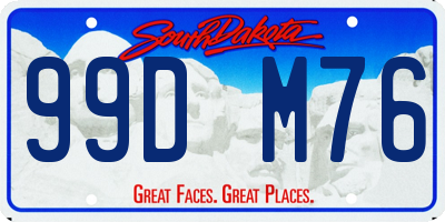 SD license plate 99DM76