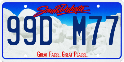 SD license plate 99DM77