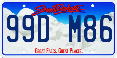 SD license plate 99DM86