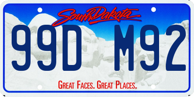 SD license plate 99DM92