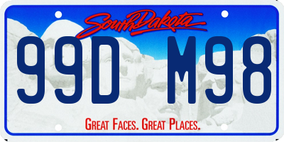 SD license plate 99DM98