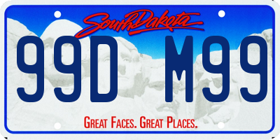 SD license plate 99DM99