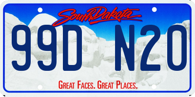 SD license plate 99DN20