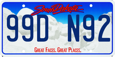 SD license plate 99DN92