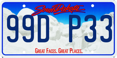 SD license plate 99DP33
