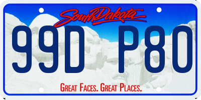 SD license plate 99DP80