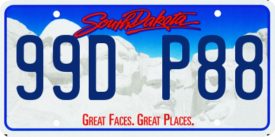 SD license plate 99DP88