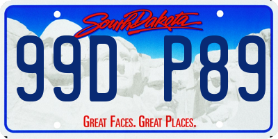 SD license plate 99DP89