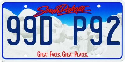 SD license plate 99DP92
