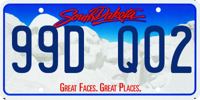 SD license plate 99DQ02