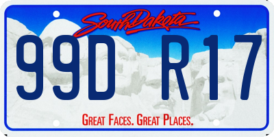 SD license plate 99DR17