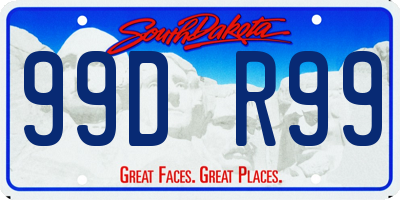 SD license plate 99DR99