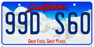 SD license plate 99DS60