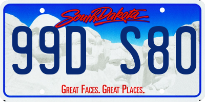 SD license plate 99DS80