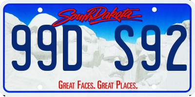 SD license plate 99DS92