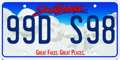 SD license plate 99DS98