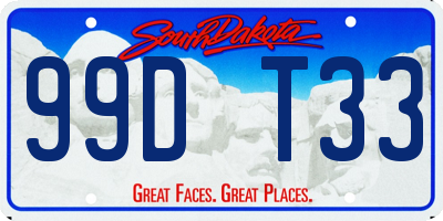 SD license plate 99DT33