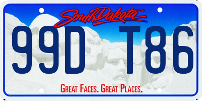 SD license plate 99DT86