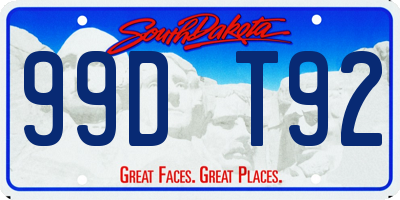 SD license plate 99DT92