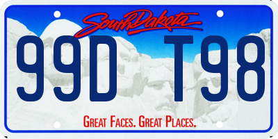 SD license plate 99DT98