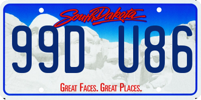 SD license plate 99DU86