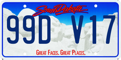 SD license plate 99DV17