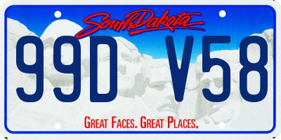SD license plate 99DV58