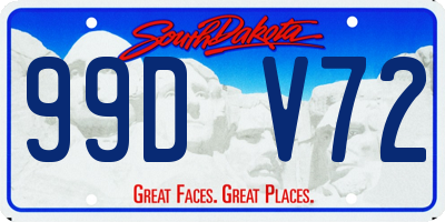 SD license plate 99DV72