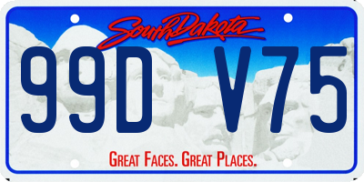 SD license plate 99DV75