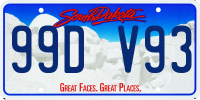 SD license plate 99DV93