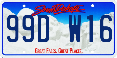 SD license plate 99DW16