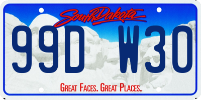 SD license plate 99DW30