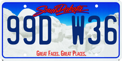 SD license plate 99DW36