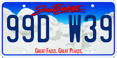SD license plate 99DW39