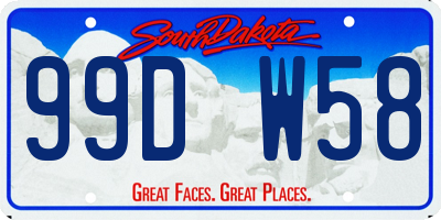 SD license plate 99DW58