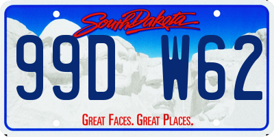 SD license plate 99DW62