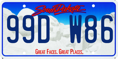SD license plate 99DW86