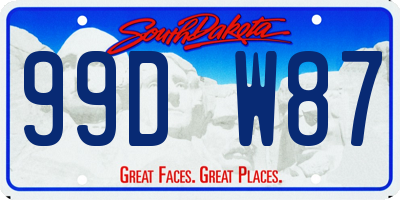 SD license plate 99DW87