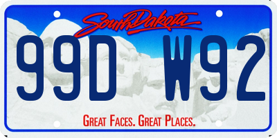 SD license plate 99DW92